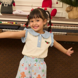 e'clat เสื้อยืดเด็กผู้หญิง1-6ปี คอบัว ขนสั้น ปักลายหน้าอกซ้า…