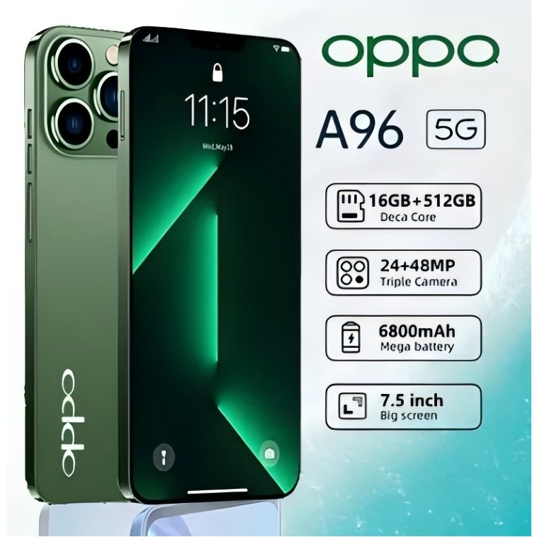 OPPO A96 Android 12.0 HD 7.0นิ้ว รองรับ2ซิม ศัพท์สมา 16+512GB 7000mAh 4G/5G การ์ดคู่ WiFi Smartphone ศัพท์ถูกๆ เกม รับปร