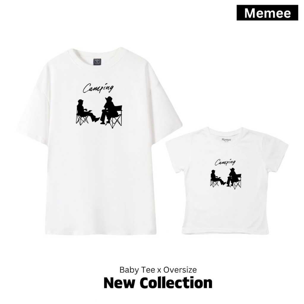 MEMEE ~ เสื้อยืดCotton x Polyester S-3XL ใส่สบาย ไม่หด ไม่ย้วย ทรงสวย (Camping2)