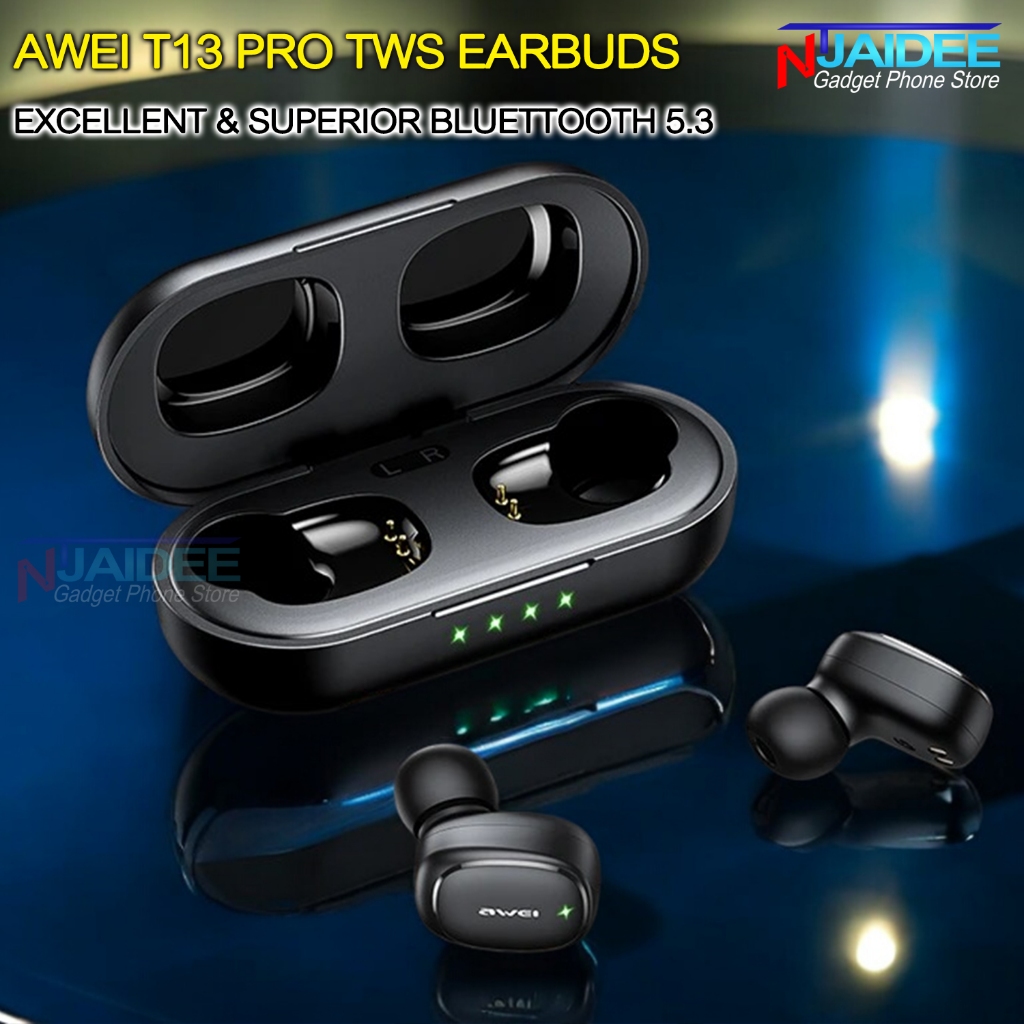 [แพ็คใน 30 นาที] AWEI T13 Pro 5.3 True Wireless Sport Earbuds With Charging Case