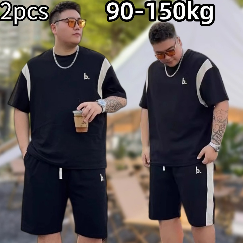🔥90-150kg🔥ชุดเซต เสื้อเชิ้ตแขนสั้น+กางเกงขาสั้น พลัสไซส์ ทรงหลวม ใส่สบาย ผ้าเบา ไม่หด ไม่ย้วย หลวมและระบายอากาศได้
