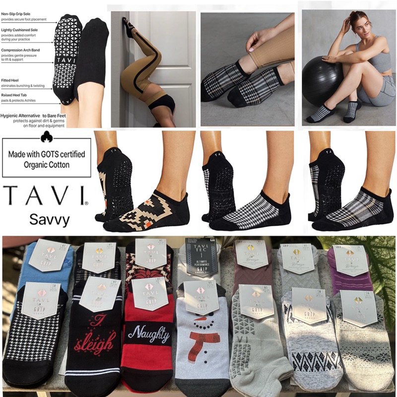 Tavi Grip Savvy ถุงเท้ากันลื่น แบรนด์ แทวี ไม่แยกนิ้วเท้า ถุงเท้ากันลื่นพิลาทิส และบาร์ ถุงเท้าโยคะ และเต้น
