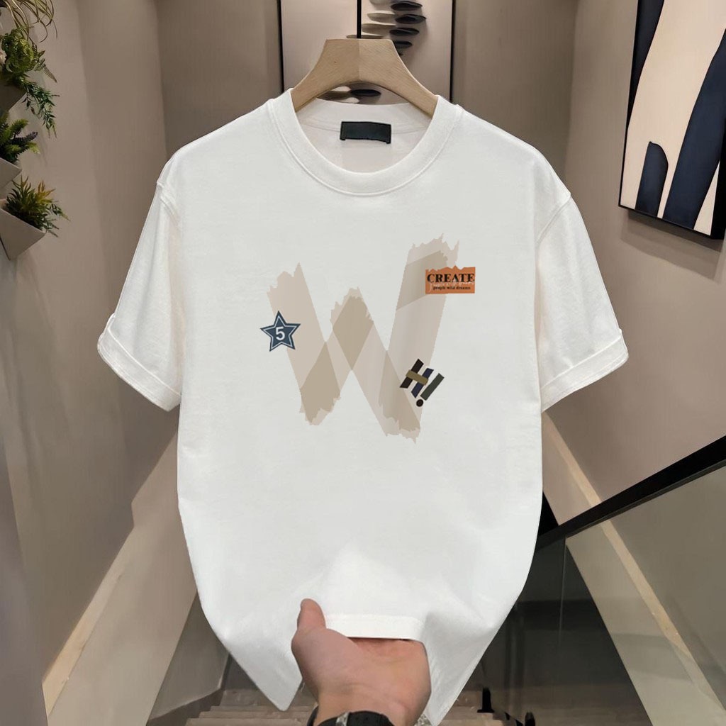 Basi เสื้อยืด oversize unisex สกรีนด้านหน้า ลาย "W CREATE" ผ้าคอตตอน100% เนื้อผ้าเกรดพรีเมียม คอกลม ใส่สบาย