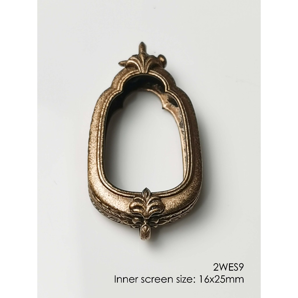 2WES9Bronze Wessuwan amulet casing 16x25mm กรอบพระ บรอนซ์ สำหรับท้าวเวสสุวรรณ แมงภู่คำ
