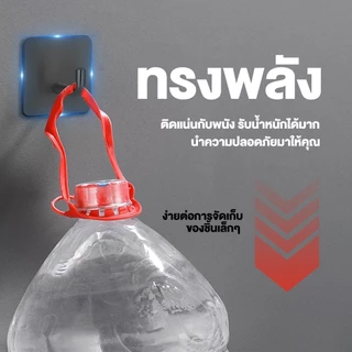 ตะขอแปะผนัง ตะขอติดผนังสแตนเลส ติดผนัง กาวเหนียว ติดทน ไม่ลอก กันน้ำ รับน้ำหนักได้ดี สเตนเลส304