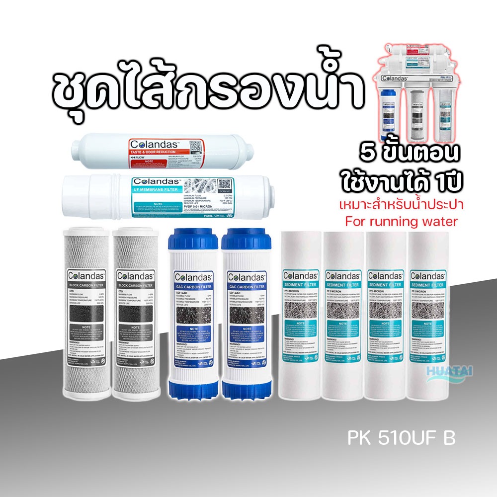 ชุดไส้กรองเครื่องกรองน้ำRO 5 ขั้นตอน Colandas  ติดตั้งง่าย ส่งเร็ว
