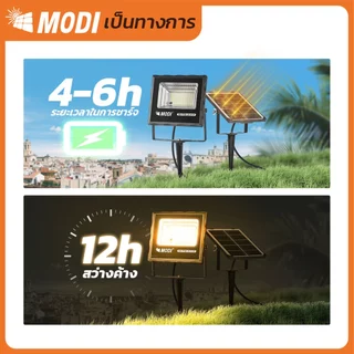 MODIไฟสปอตไลท์โซล่าเซลล์ 20W(200lm) แสงขาว/เหลือง ไฟปักสนามโซล่าเซลล์ Solar light พลังงานแสงอาทิตย์