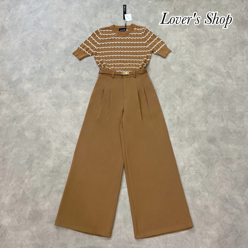 Lover's Shop เซ็ท3ชิ้นเสื้อถัก กางเกงผ้าสูทอัดกาว