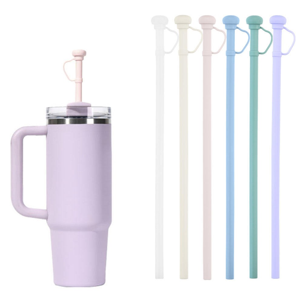 หลอดซิลิโคนพร้อมจุกปิดหลอดยาวพิเศษ30-31cm ใช้ซ้ำได้ ใช้กับแก้ว 30-40oz ตัดสั้นได้