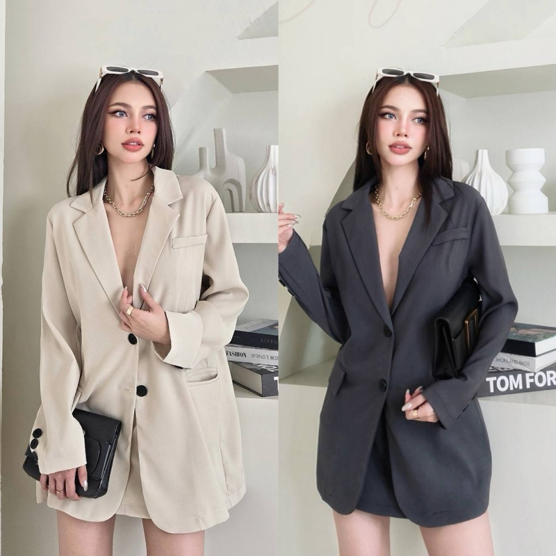 Nana vintage เซ็ตสูทเบลเซอร์พร้อมกางเกงกระโปรงมีซับ