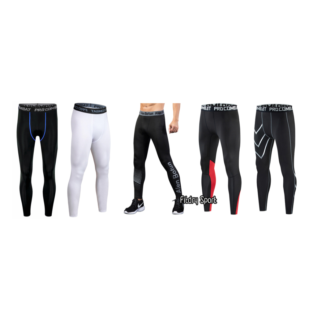 กางเกงรัดกล้ามเนื้อ ขายาว Pro Combat RANEON และ สีขาวล้วน Running Pants body fit ของแท้ กางเกงออกกำล