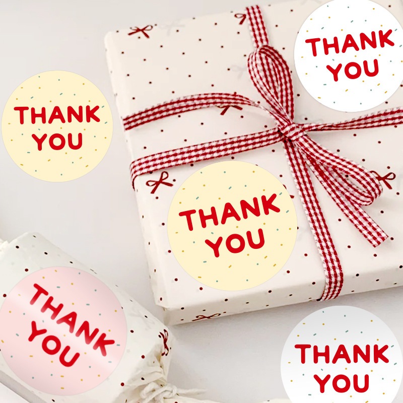 ้้( hh ) สติกเกอร์ THANK YOU แบบเรียบง่าย น่ารัก สติกเกอร์ซีล ขนาด 5*5 ซ.ม ( 100 ดวง/แพค )