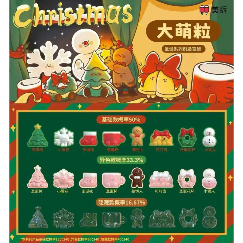 （แบบจุ่ม) Christmas MINI Ornament 1ซอง/3ชิ้น