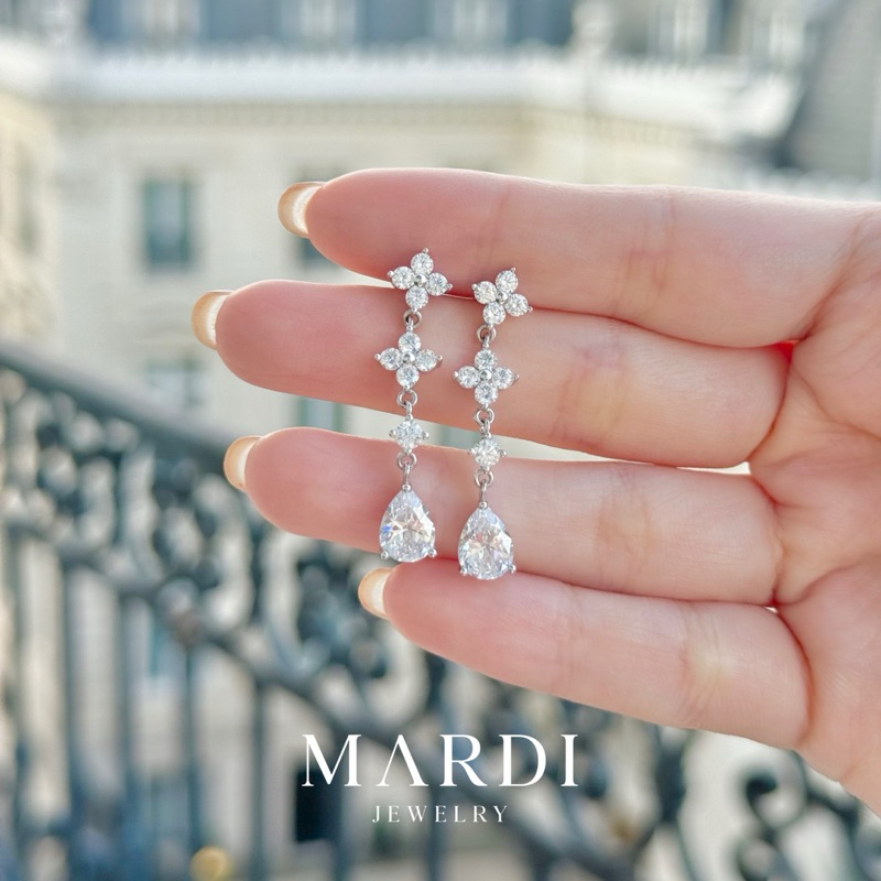 Mardi Jewelry ต่างหูเงินแท้ 925 ต่างหูออกงาน Marry Amelia Earrings ต่างหูเจ้าสาว