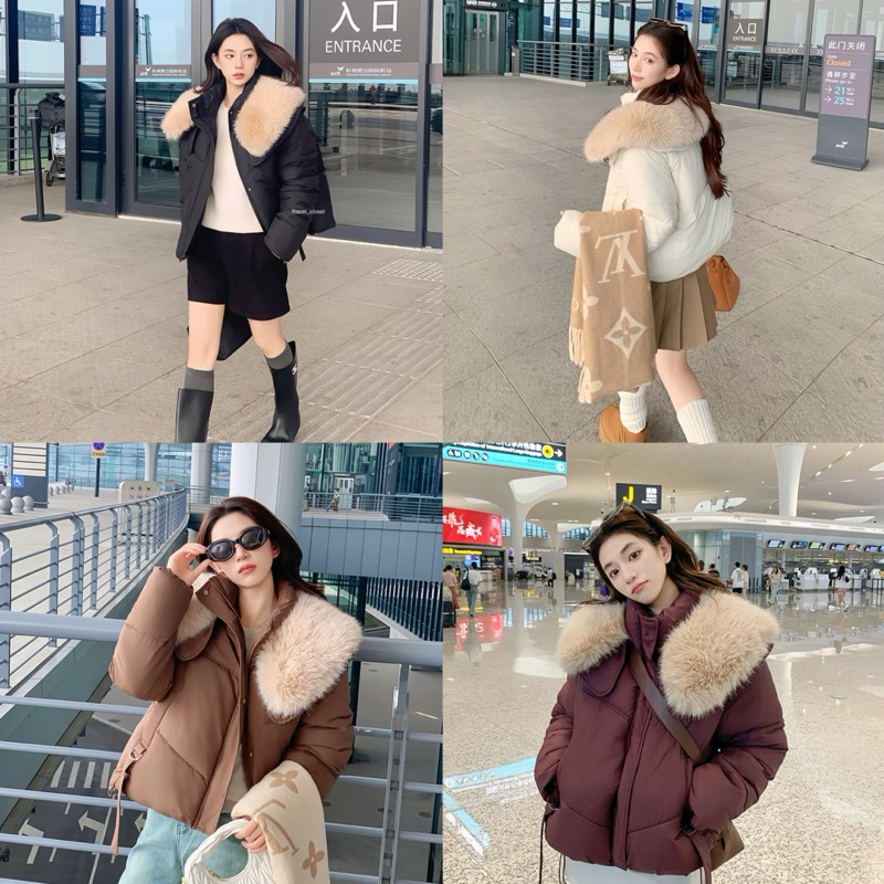 🌨️Collarfur Jacket🌨️R021 พร้อมส่ง เสื้อกันหนาวเสื้อโค้ท แจ็คเก็ตแต่งปกคอ