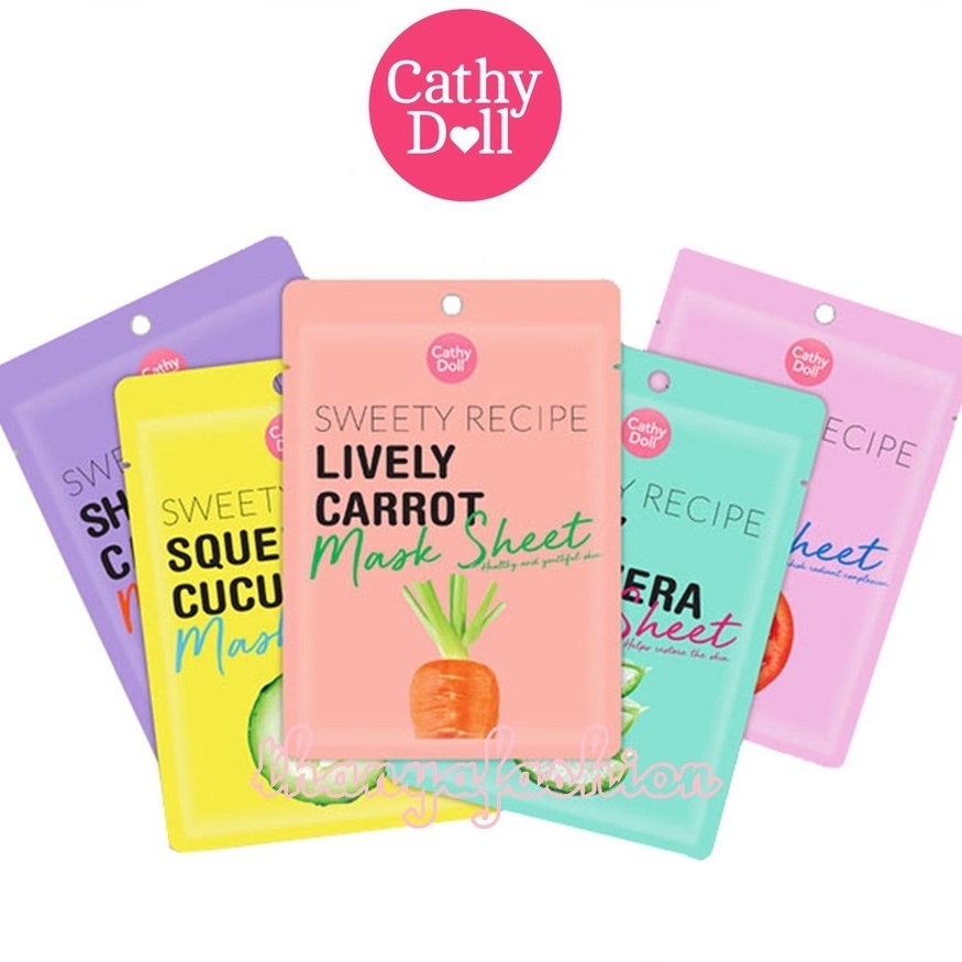 (ยกกล่อง 10 ซอง)  Cathy Doll แผ่นมาส์กหน้า  Sweety Recipe Mask Sheet 25g