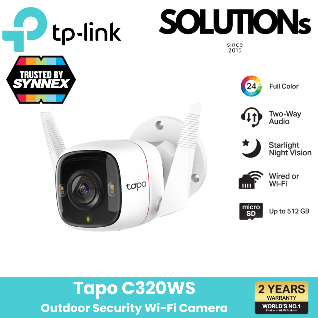 TP-Link ⚡️กล้องไวไฟ⚡️Tapo C320WS Outdoor Security Wi-FiCamera2KQHDมองเห็นและดูVDOมีสีสันยามค่ำคืนบันทึกภาพคมชัด 4MP