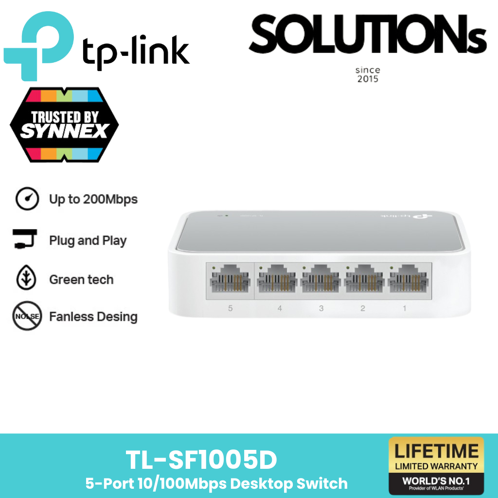 TP-Link ⚡️สวิตช์ฮับ⚡️ TL-SF1005D (5-Port 10/100Mbps Desktop Switch)ประกันตลอดอายุการใช้งาน