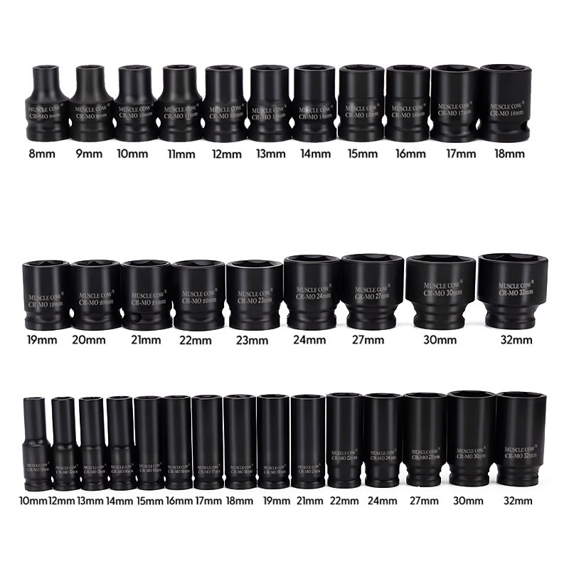 MUSCLE COW ชุดลูกบล็อกดำ 1/2" 35 ชิ้น ลูกบล็อค 4 หุน รูปที่ 2