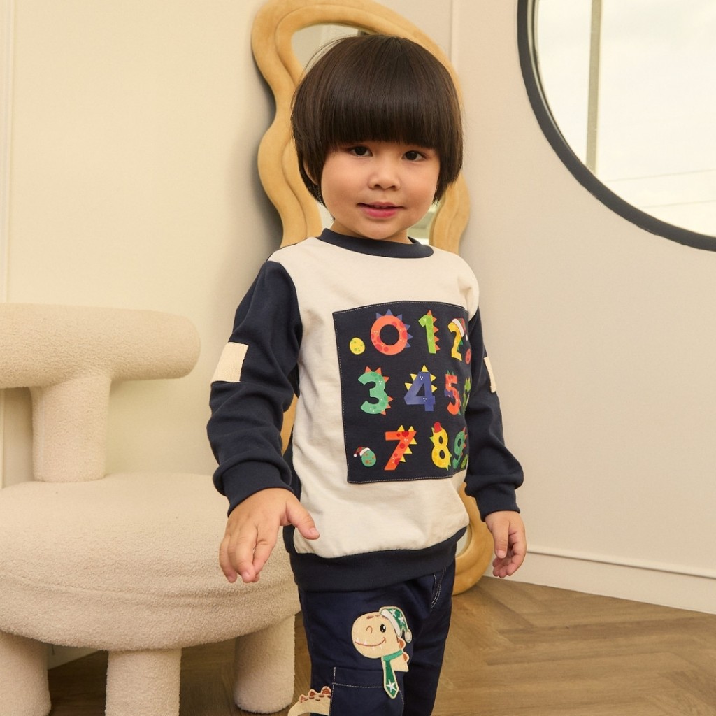 e'clat เสื้อยืด เเขนยาว เด็กผู้ชาย1-6ปี สกรีนลายด้านหน้า เนื้อผ้าcotton100% ผ้ายืด เนื้อนิ่ม 9052