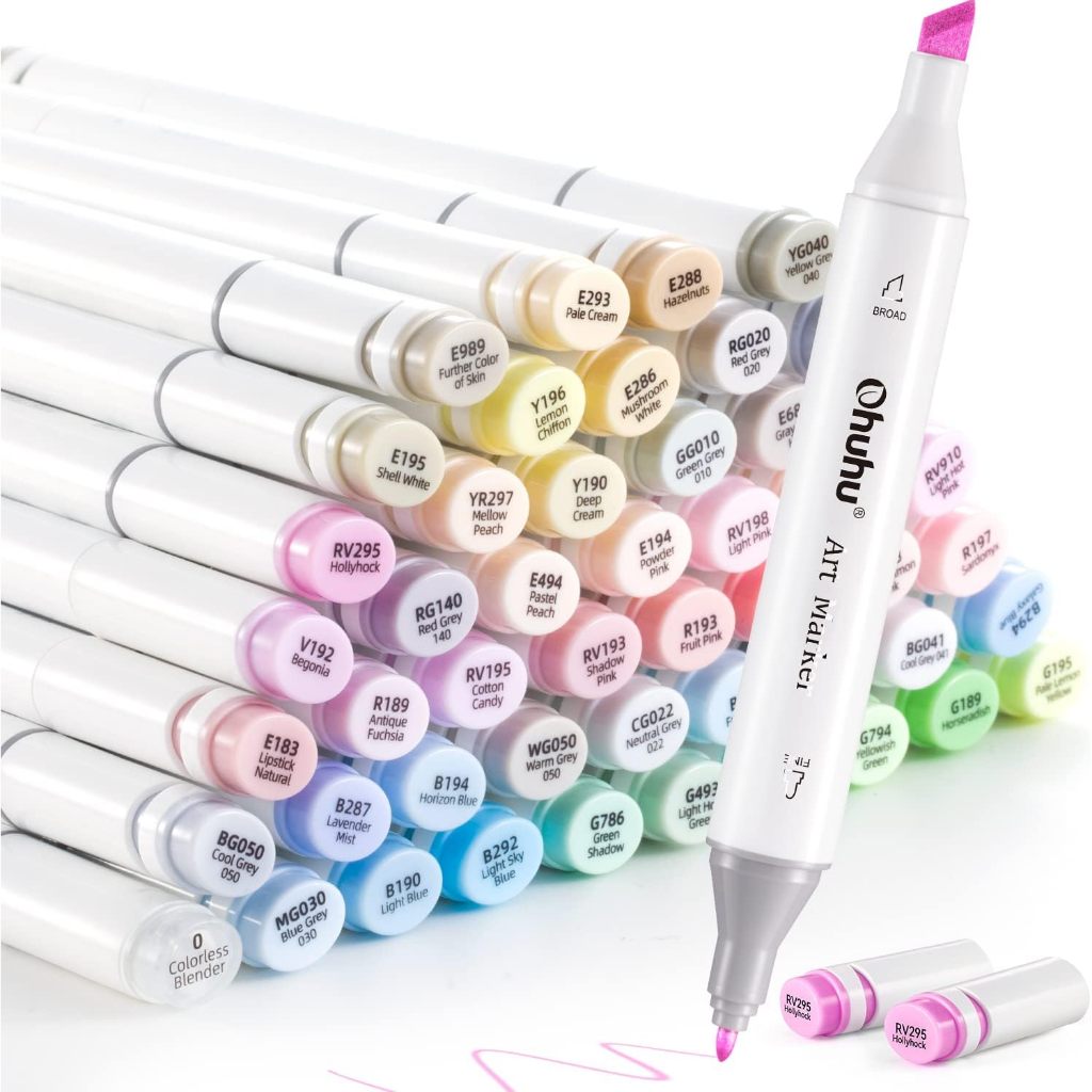 (ส่งตรงจากญี่ปุ่น) OHUHU Pastel Marker ปากกามาร์กเกอร์สองหัว สีพาสเทลรวม 48 สี