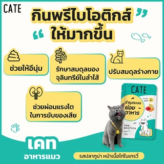 ยกโหล (12 ซอง) CATE เคท อาหารเปียกแมว สูตรบำรุงระบบย่อยอาหาร 70 g. Prebiotics และ Omega-3
