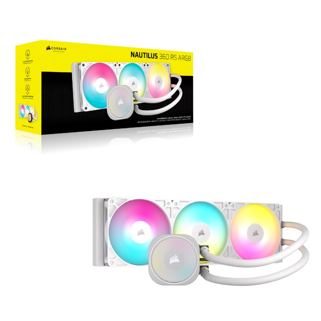 Corsair NAUTILUS 360 RS ARGB WHITE 360mm Liquid CPU Cooler (CW-9060095-WW)