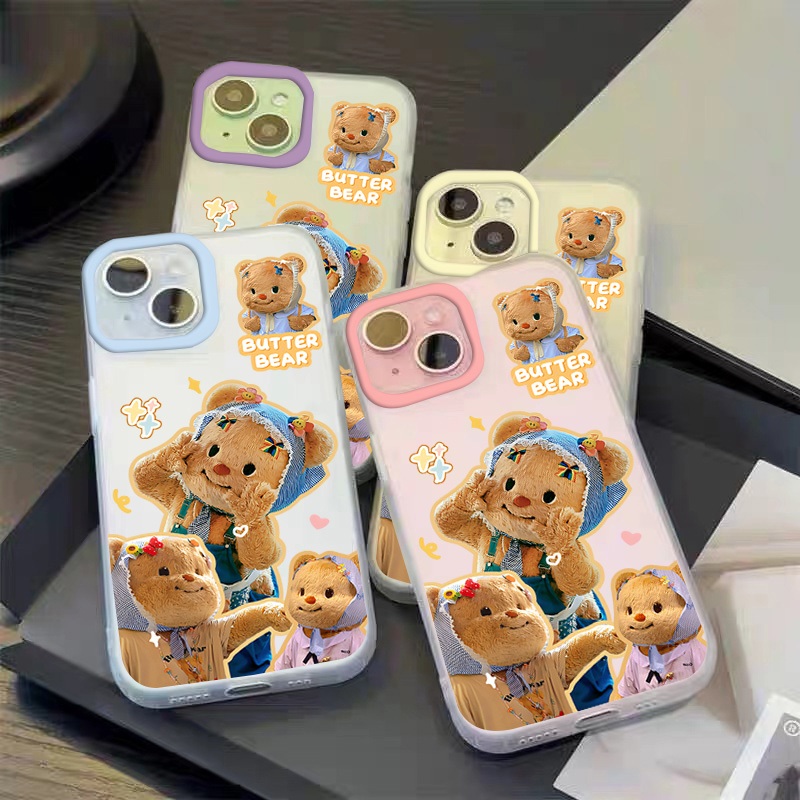 กรอบเลนส์สีม่วง เคสไอโฟน 15 14 pro max 12 13 pro max 11 13 16 pro max เคส เคสโทรศัพท์ เคสใส เคสไอโฟนxr ซันไชน์เนยหมี