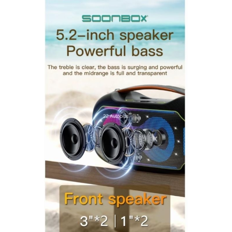 Soonbox 6300max ลำโพงบลูทูธ 200วัตต์ พร้อมไมค์ลอย2อัน ลำโพง6 ดอก ปรับเบสโหมด รุ่นใหม่ล่าสุด