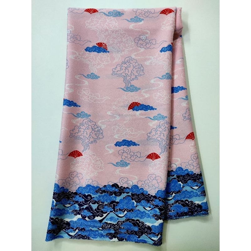 ผ้าโฟร์เวย์ Osaka ผิวสัมผัสคล้ายเม็ดทราย เนื้อนิ่มมาก ใส่สบาย มีเชิง 2 ฝั่ง ลายเชิงเมฆา หน้ากว้าง 150 cm  #ผ้าหลา - รูปที่ 3