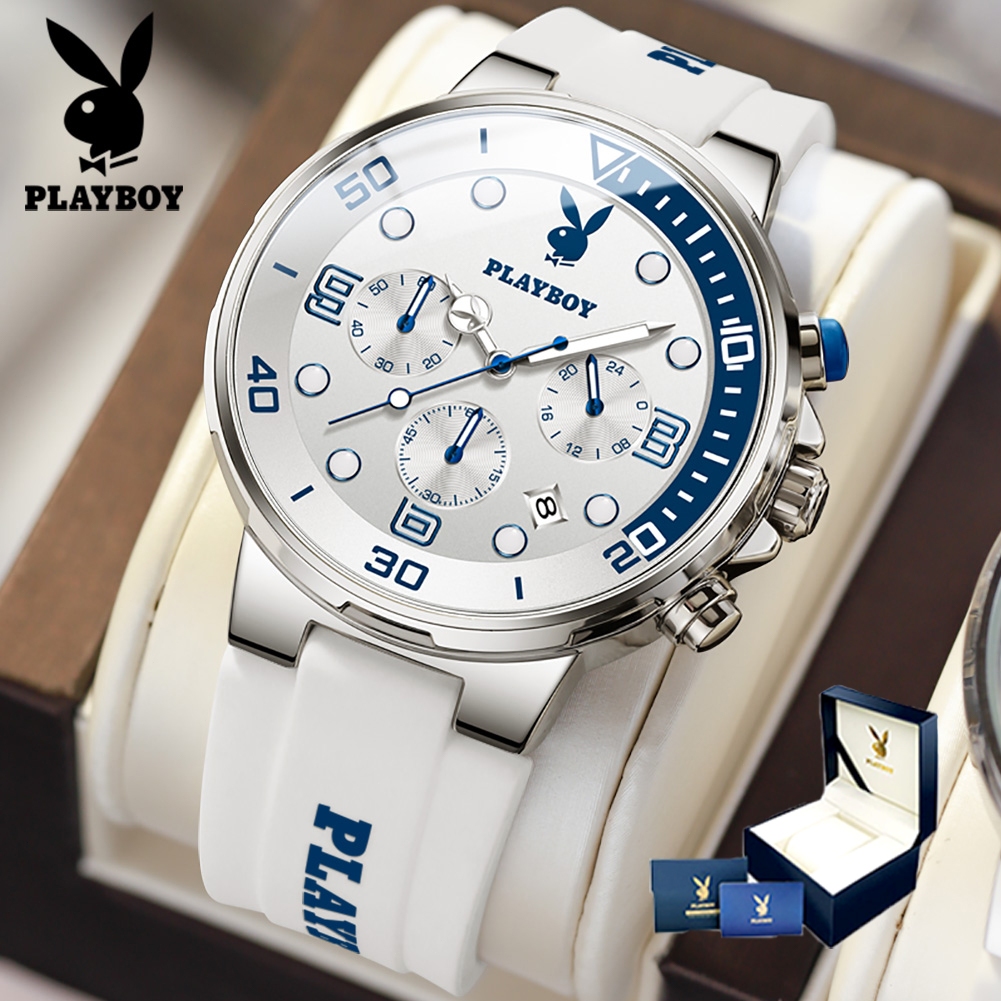 PLAYBOY  สปอตสินค้า นาฬิกาข้อมือ ยาง สายนาฬิกา กันน้ำ กีฬา หนุ่มสาว แฟชั่น สำหรับผู้หญิงและผู้ชาย  รับประกัน 3 ปี