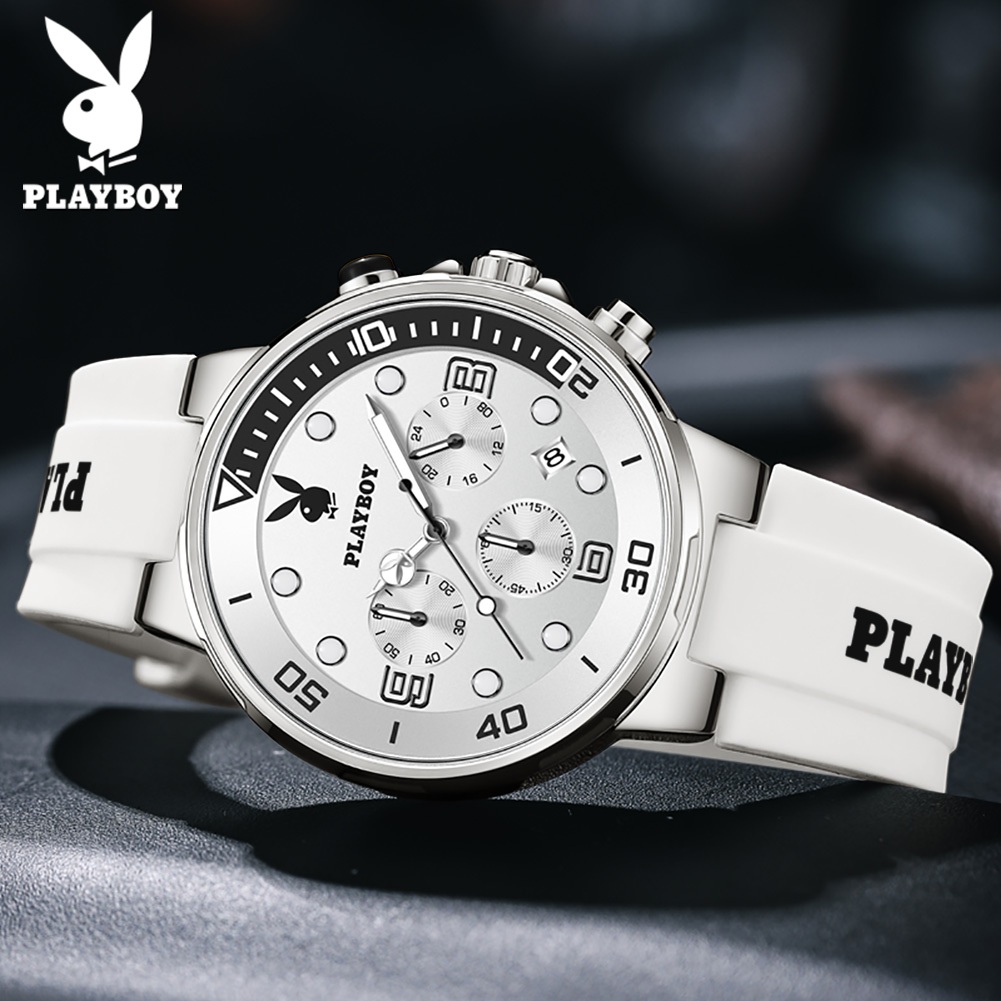PLAYBOY  สปอตสินค้า นาฬิกาข้อมือ ยาง สายนาฬิกา กันน้ำ กีฬา หนุ่มสาว แฟชั่น สำหรับผู้หญิงและผู้ชาย  รับประกัน 3 ปี