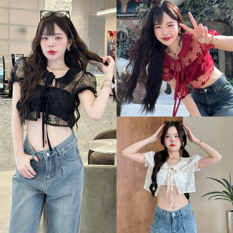 เพียง 287.- เมื่อกดใช้โค้ด 30% เก็บได้ที่หน้าร้าน เซ็ตเสื้อคอบัวแขนตุ๊กตาลูกไม้