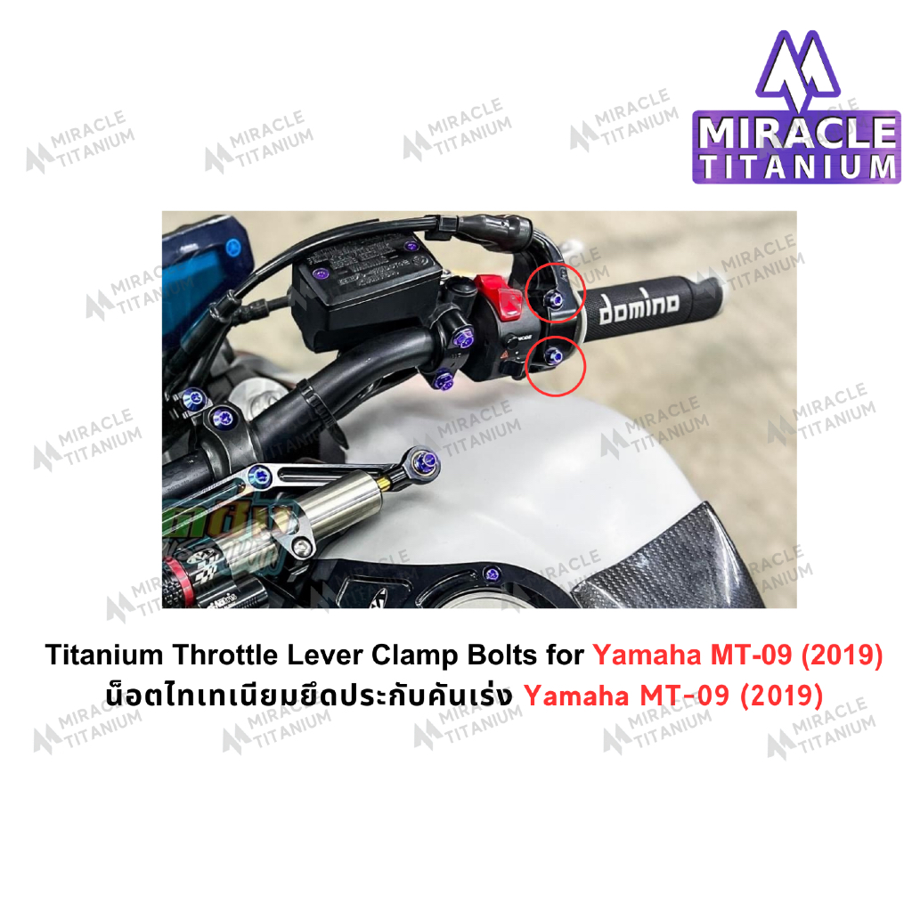 Yamaha MT-09 (2019) Titanium Throttle Lever Clamp Bolts น็อตยึดประกับเร่ง ไทเทเนียม