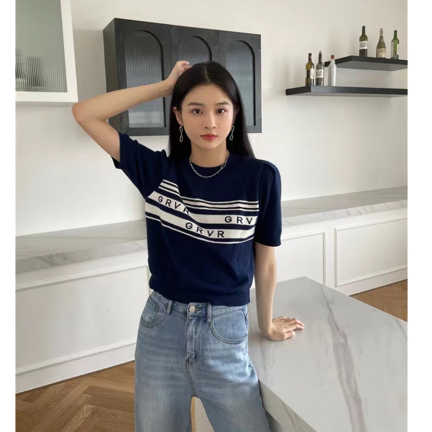 MiKi-SHOP*💕(พร้อมส่ง)เสื้อยืดไหมพรมอย่างดีแขนสั้น0248*