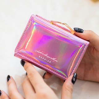 SUPHIAR กระเป๋าสตางค์ผู้หญิง ลายเลเซอร์สะท้อนแสง กระเป๋าใส่บ…