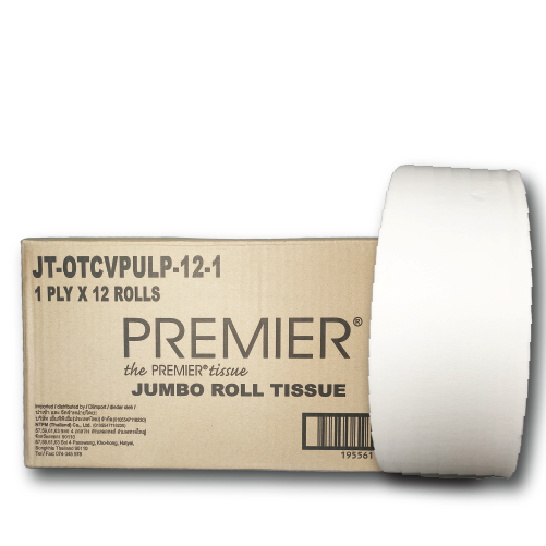 กระดาษชำระม้วนใหญ่ ม้วนละ 42 .-!!! ตรา PREMIER ความหนา 1 ชั้น ยาว 500 เมตร/ม้วน (12ม้วน/ลัง) ทิชชู่ม้วนใหญj