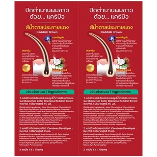 (กล่องx12) Carebeau hair color shampoo แคร์บิว แฮร์ คัลเลอร์ แชมพู ปิดผมขาว ผมหงอก มีให้เลือก 4 สี