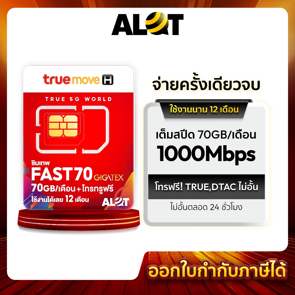 💥ส่งฟรี💥 ซิมเทพทรู Fast70 GB ซิมเน็ต 4G Max Speed โทรในเครือข่าย ทรูฟรี 1ปี​ ซิมเน็ตรายปี ซิมเน็ตทรู