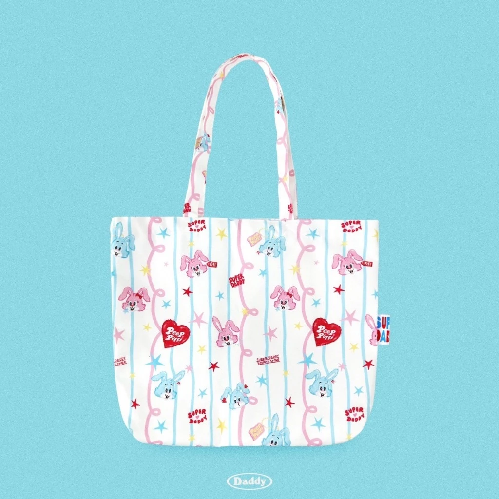 SUPERDADDY | Peep & Fifi Tote Bag กระเป๋าผ้าแคนวาส ลาย peep & fif สุดน่ารัก
