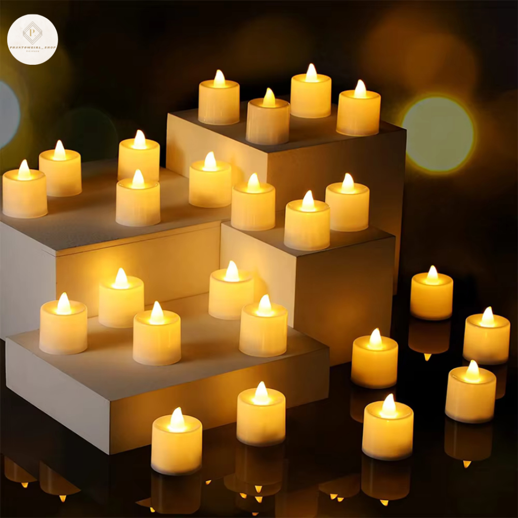 ส่งไว ไฟคริสต์มาส เทียนปลอม candle light โคมไฟรูปเทียน ไฟ LED แสงเหลือง แถมถ่านพร้อมใช้งาน ไม่มีควัน ไม่ร้อน ไม่มีเปลวไฟ