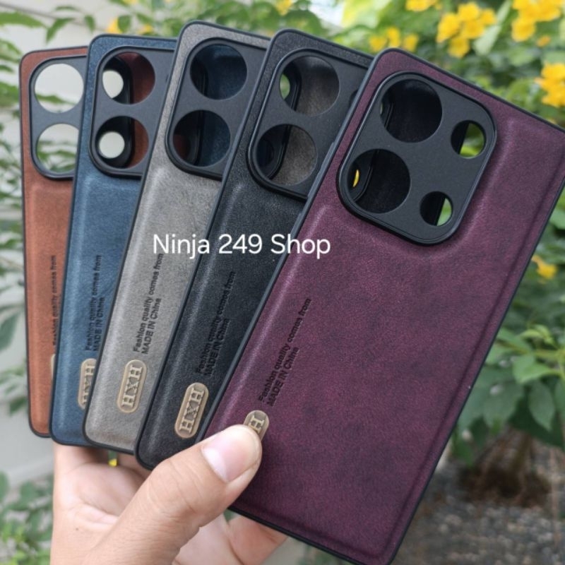 เคส สำหรับ POCO M6 Pro กันกล้อง+ขอบซิลิโคน+ลายหนัง #M6Pro