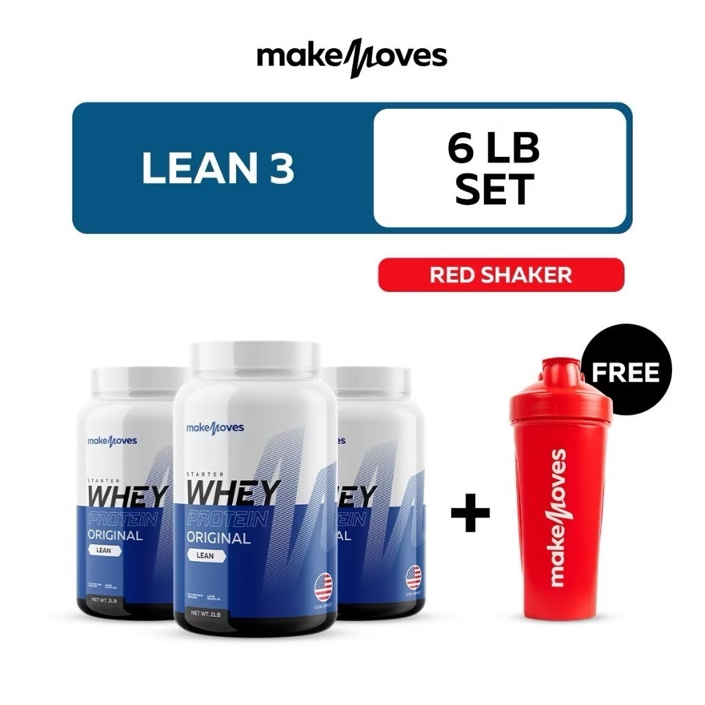 WHEY  LEAN  สูตรลีนกล้ามชัด  โปรตีน 27 กรัม  (3 กระปุก พร้อม แก้วแดง)