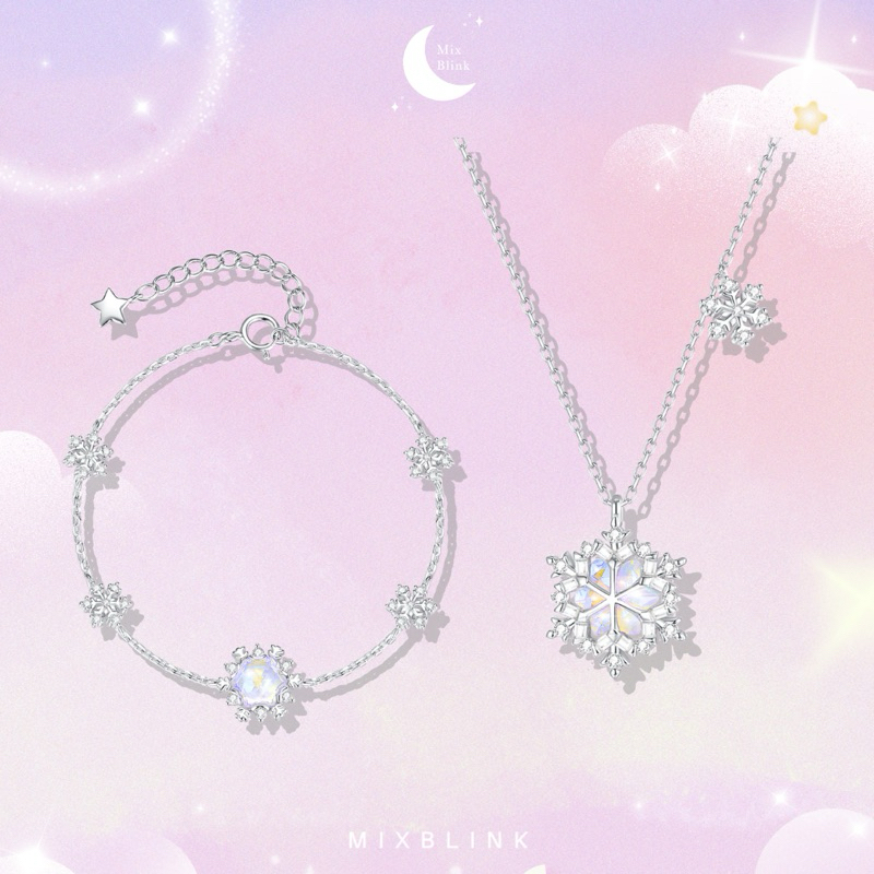 สร้อยคอ เงินแท้ 92.5% ส่งฟรี EMS ♡ รุ่น Snowglow ♡ - หิมะ MixBlink