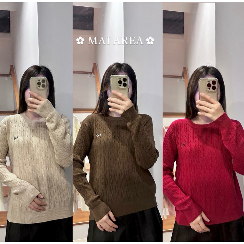 ✿MAI AREA✿ 111 เสื้อแขนยาวคอกลมผ้านิ่มโบว์น่ารัก