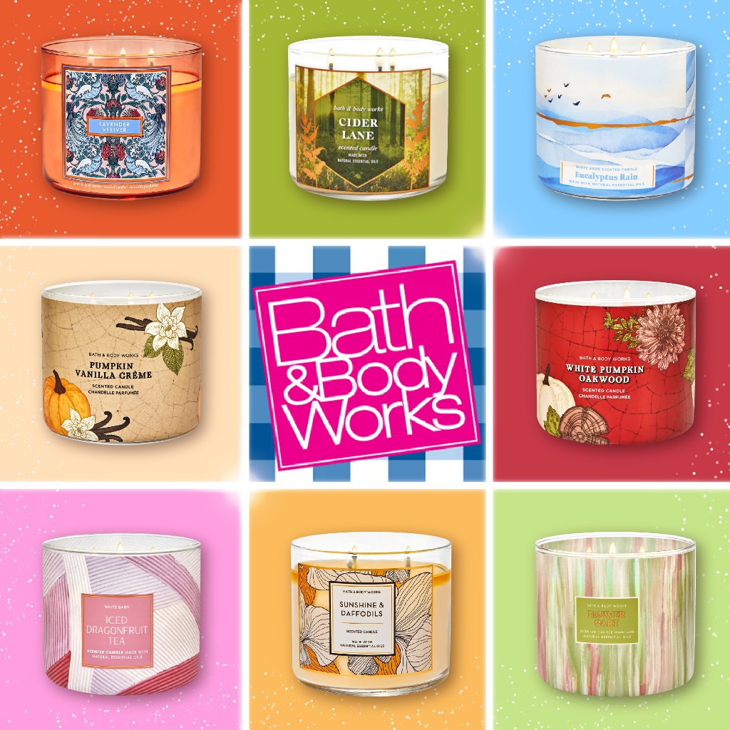 [set 3/5] 🌼 Bath and Body Works เทียนหอมแบบ 3 หัวจุด ขนาด 411g สร้างบรรรยากาศผ่อนคลายด้วยตัวคุณเอง
