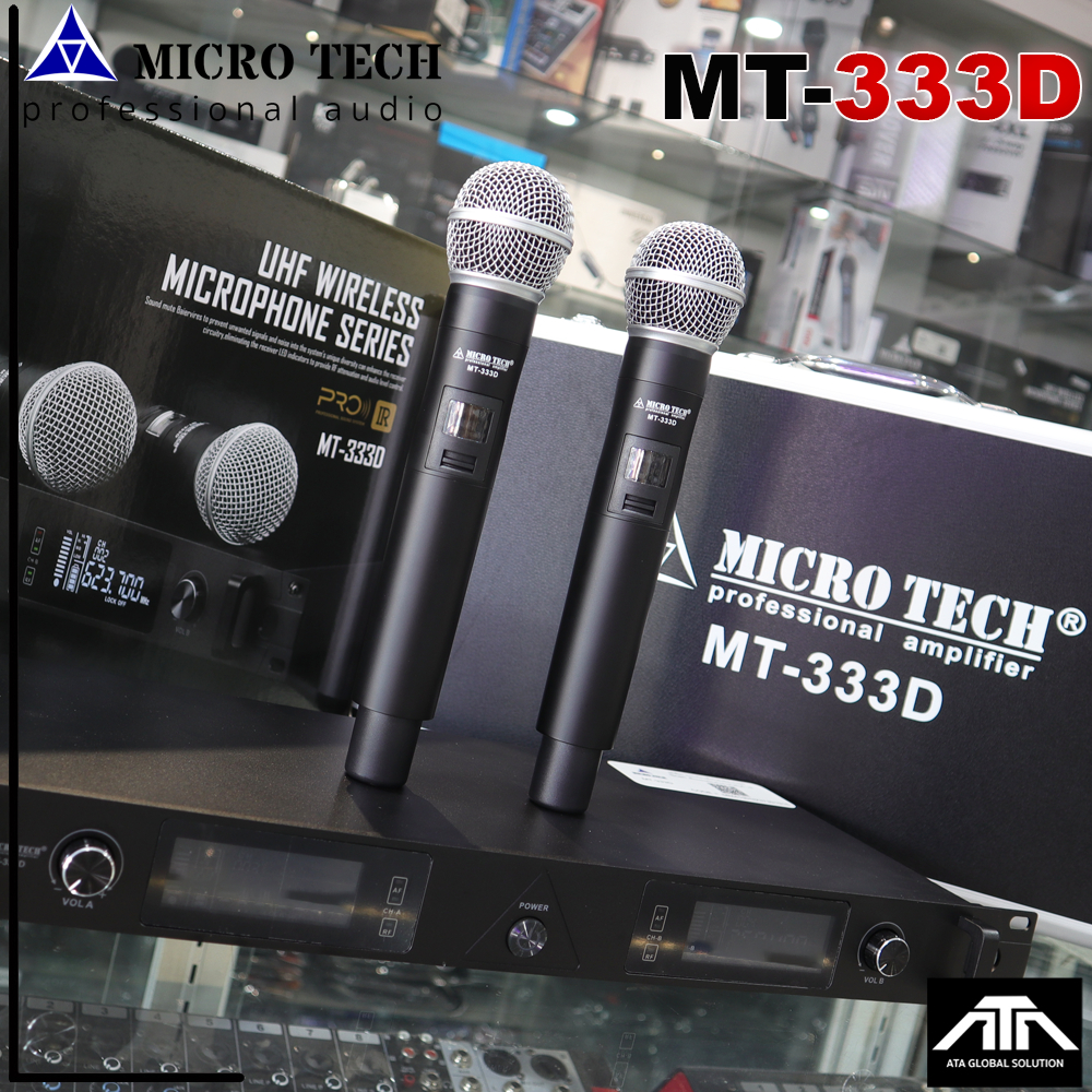 ไมโครโฟนไร้สาย Microtech MT - 333D ไมค์ลอย ไมโครเทค มีเสาหน้า ฟรี กันกลิ้ง ปรับความถี่ได้ เสียงดีราคาถูก
