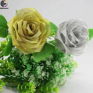 ริบบิ้นสีทองสีเงินแฮนด์เมด Diy สําหรับตกแต่งงานหัตถกรรม Bow Craft Ribbon Cardมีหลายขนาด(25 หลา / ม้วน)
