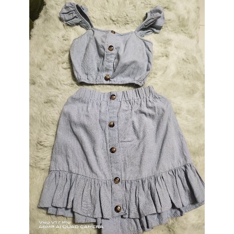 ชุดเด็กผู้หญิง 5-7ปี shein สีฟ้า