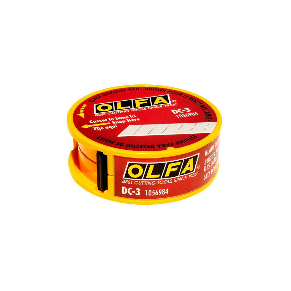 OLFA กล่องหักใบมีด DC-3 มี "ประตูแบบกลอง" พลาสติกสีดำ